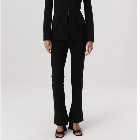 Misha High Rise Kiley Split Detail Pant Straight Leg Black Size XL NWT - Picture 1 of 15